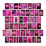 Exnemel 50 Piezas Collage de Pared, Kit de Collage para Pared Estética de Navidad Decoración de Habitación Dormitorio Aesthetic Wall Posters (Pink)