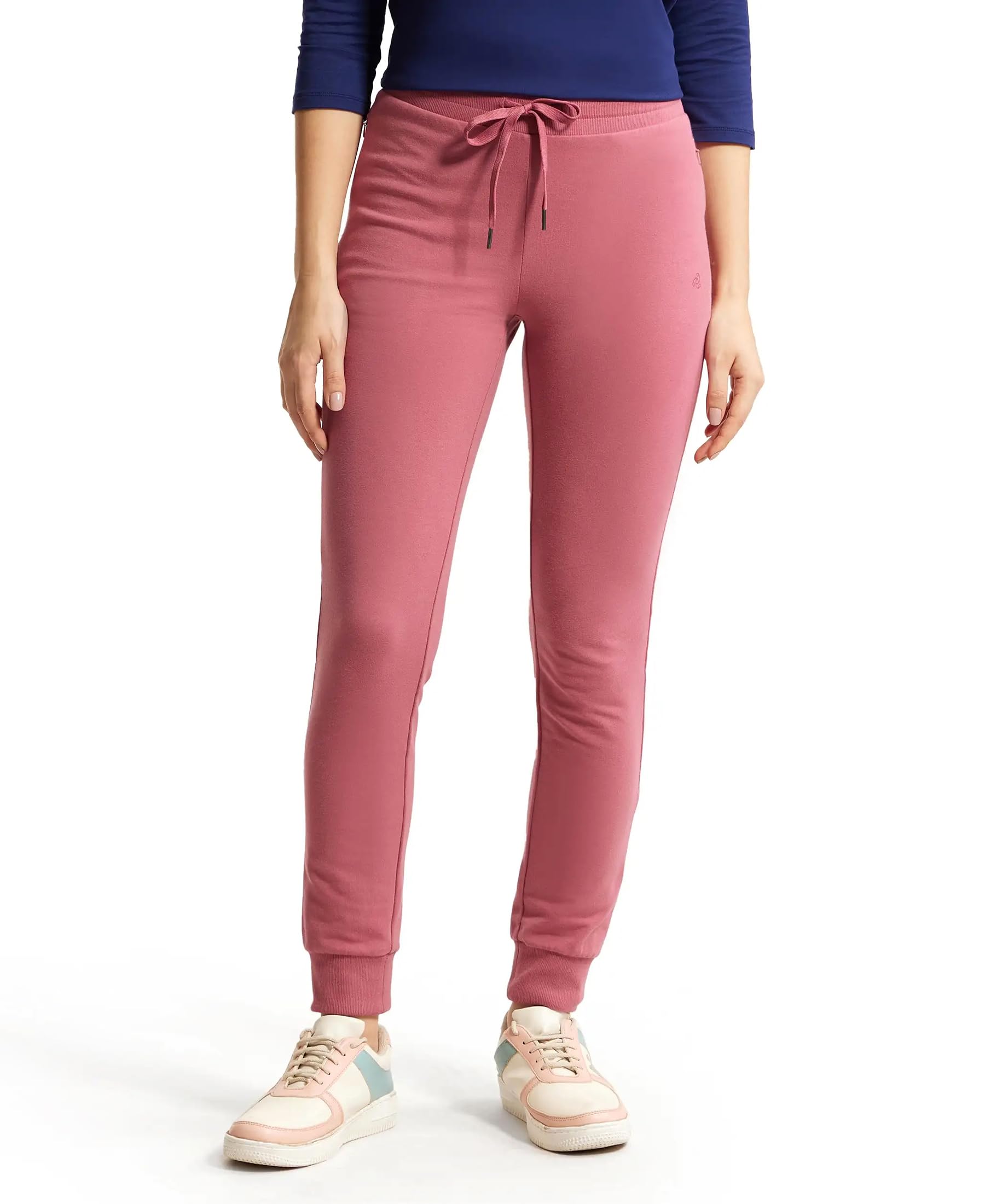 Women's Super Combed Cotton Elastane French Terry Slim Fit Joggers with Zipper Pockets_Style_1323_Rose Wine_S-image-24