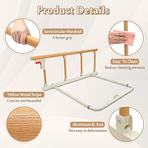 Miniatura 6 de Mybow Rieles laterales de cama para personas mayores, barandilla plegable para adultos mayores, barra de asistencia de mesita de noche, barra de