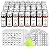 SWOMMOLY 48 Glass Spice Jars with 806 White Spice Labels, Chalk Marker and Funnel Complete Set. Square Spice Bottles 4 oz Empty Spice Containers, Airtight Cap, Pour/sift Shaker Lid