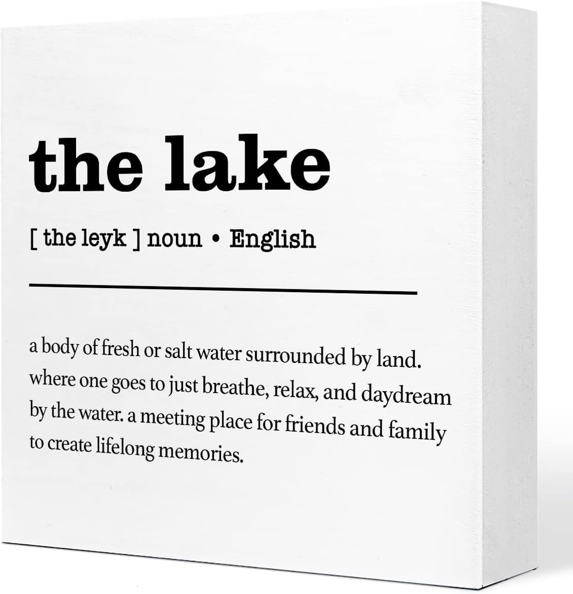 Lake Definition Box Sign 7x7 Inch Rustic Farmhouse Table Decor