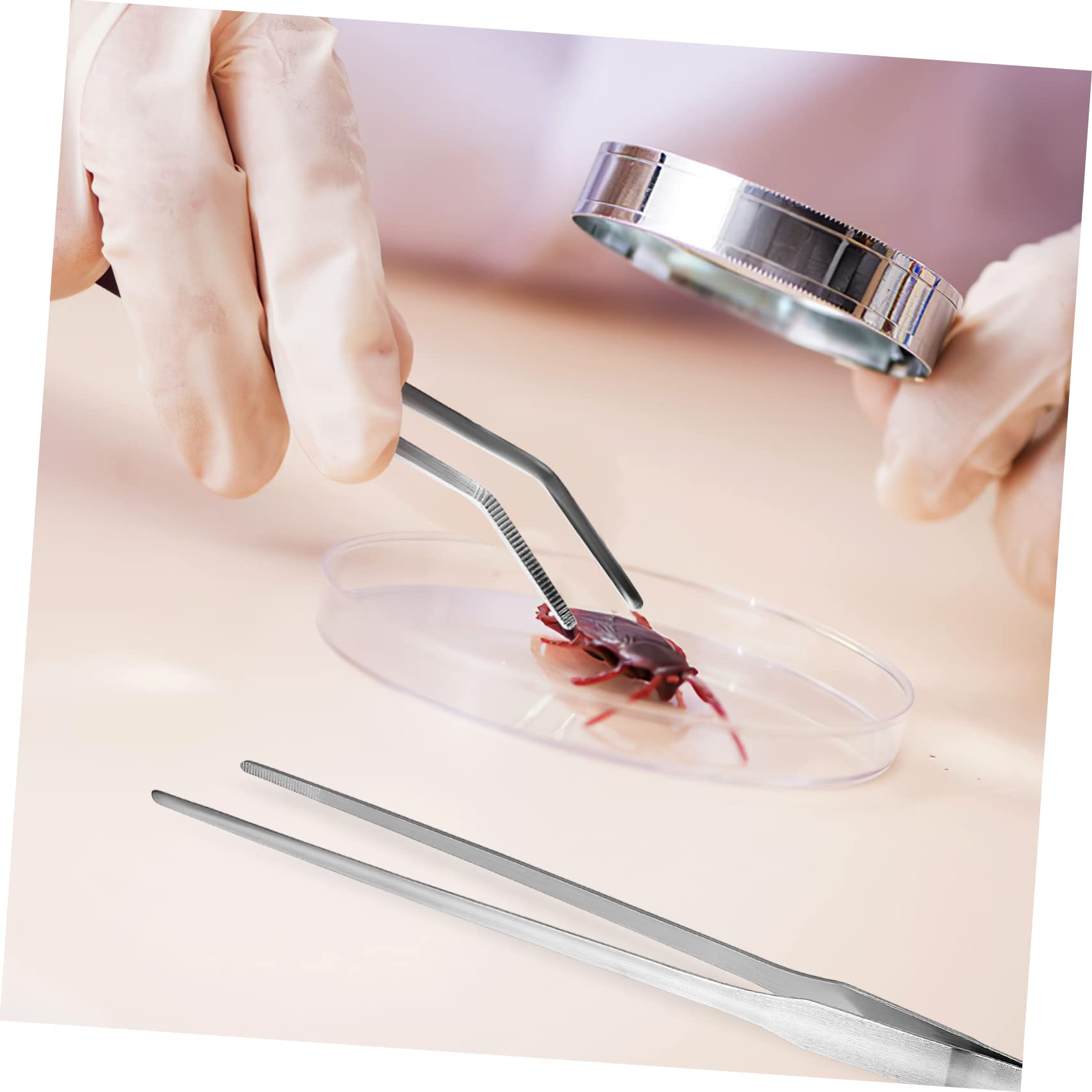 DOITOOL Gardening Stainless Steel Tweezers 3pc Metal Tweezers Set for Lash Extensions Precision Easy to Use