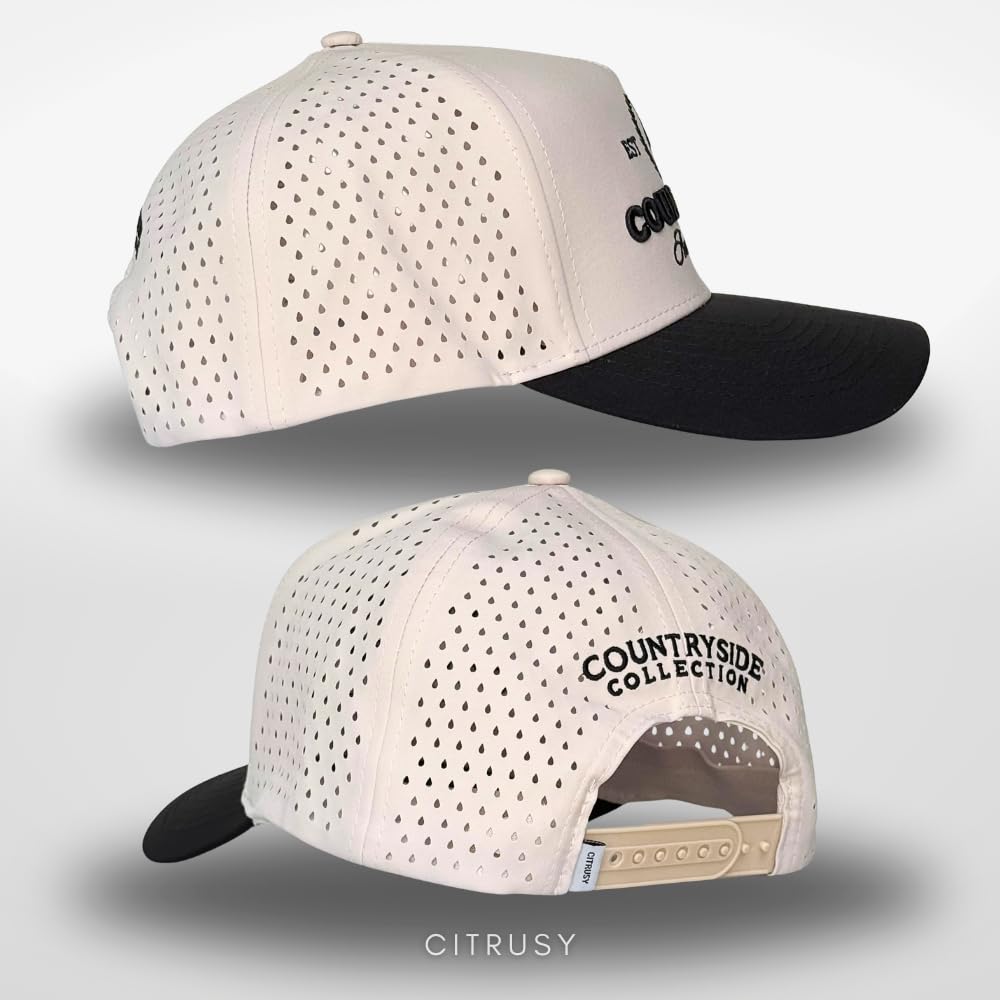 CITRUSY Sportliche Trucker-Golfmütze, leistungsstark, 5-Panel-Kappe, kühl, atmungsaktiv, wasserdicht, Workout, Laufen, Snapback