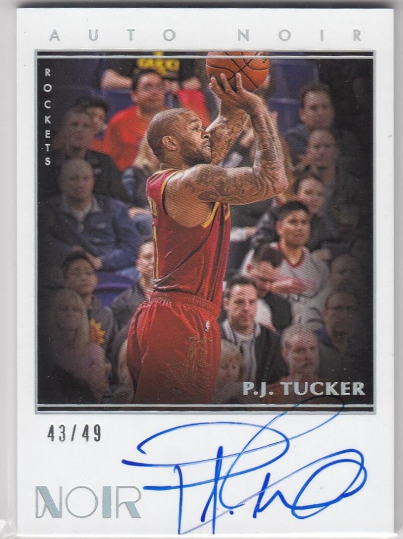 Basketball Trading Card NBA 2019 Panini Noir Auto Noir Color #19 P.J. Tucker NM Near Mint Auto 43/49 Rockets