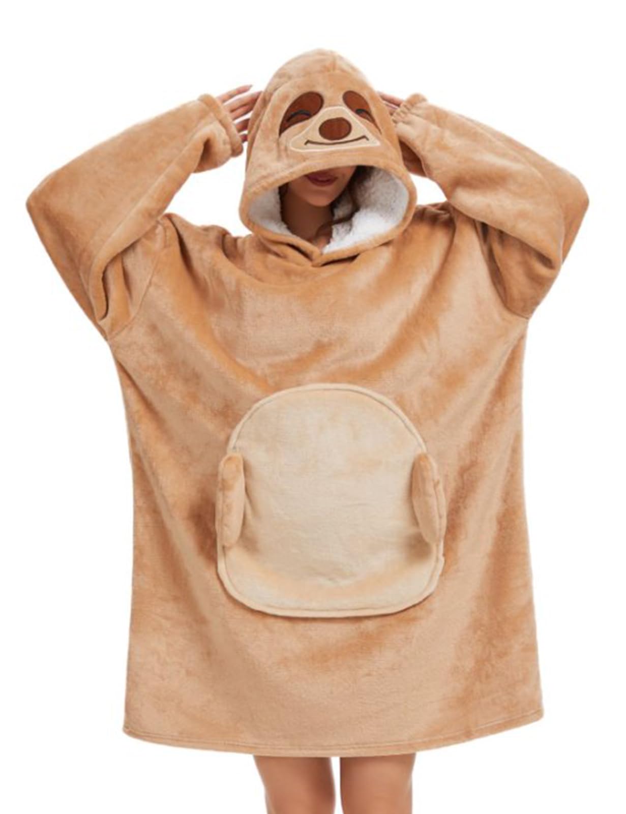 Xinlong Blanket Sweatshirt Sherpa Oversize with Sleeves and Hood Panda Blanket Sofa Portable Unisex Men Women Gift Winter