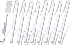Under Éclairage de cabinet, 8pcs 30cm La forme en V peut être liée LED Bars légers pour armoire de cuisine, vitrine, étagère - 16Watt 1600Lumens, Blanc chaud (3000K) | En forme de V, prise & Joue, UK Branche,2W 200 Lumens chaque, facile d'installation,Rigid LED Strip pour armoire, elle