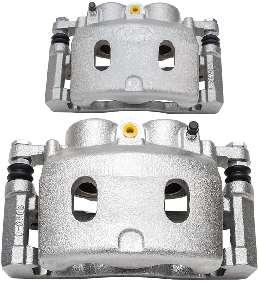 Image of Detroit Axle - Front Brake Kit for Suburban Silverado Sierra Yukon XL 1500 | Tahoe Escalade Drilled and Slotted Brake Rotors Ceramic Brake Pads Brake Calipers Replacement 12.99 inch inch Front Rotors
