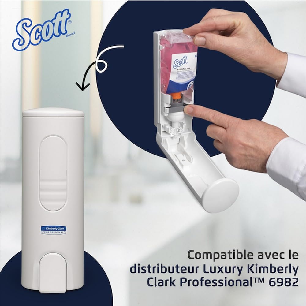 Scott Essential Mousse Lavante pour les Mains 6346, Sans Parfum, Douce & Économique – Usage Fréquent, 12 Recharges x 200 ml (2 400 ml au Total)