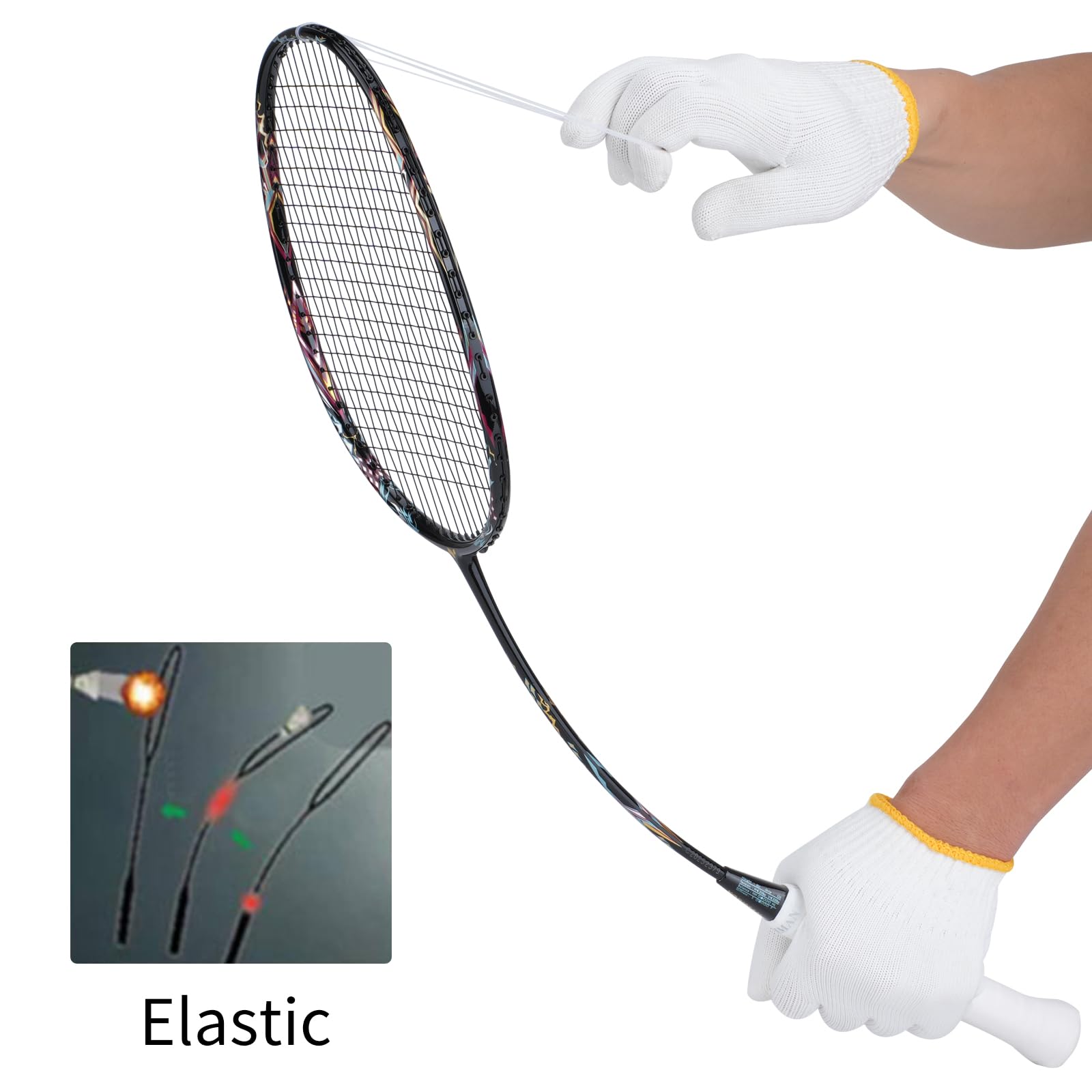 Raquette Simple Badminton Professionnelle YODIMAN - Cadre Double Carbone (Graphite 46T & Fibre de Carbone), Ultra-Légère pour Performance Exceptionnelle - Badminton Racket