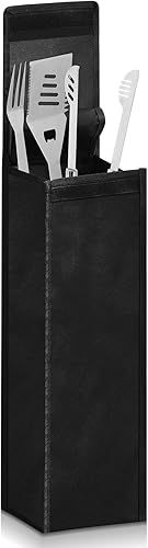 Miniatura 1 de Amylove Bolsa de herramientas para barbacoa, contenedor de almacenamiento negro para utensilios de parrilla, resistente al agua, tela Oxford,