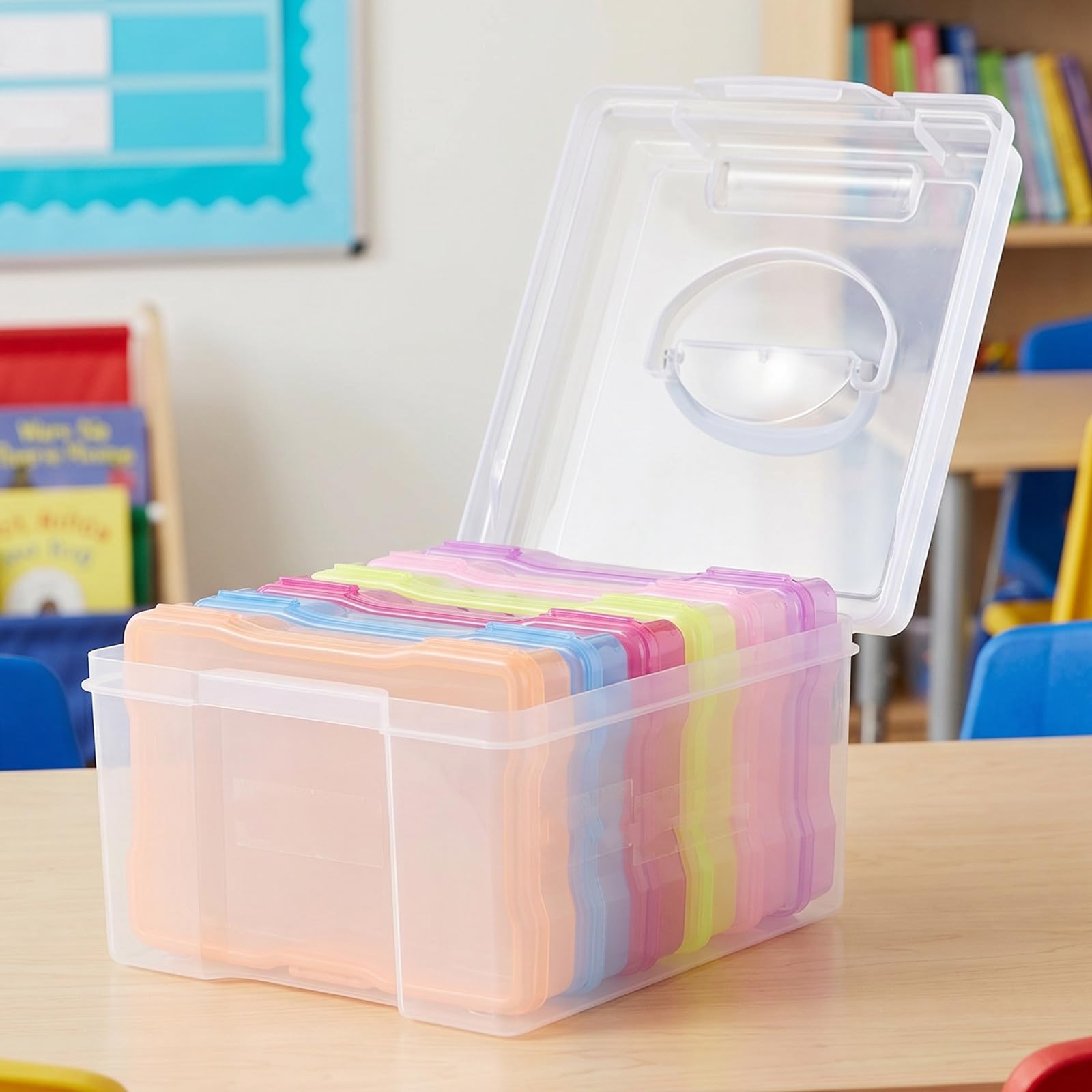 Lurrose Lot de 2 boîtes de rangement photo en plastique pour photos 10x15 cm - Organiseur - Boîte de rangement transparente pour graines et loisirs créatifs
