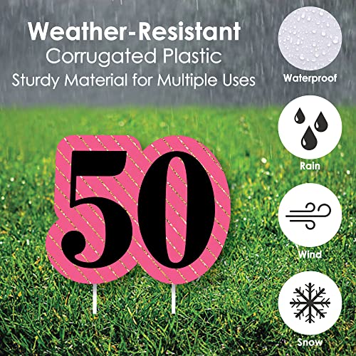 Big Dot Of Happiness Chic 50Th Birthday - Pink, Black And Gold - Yard Sign And Outdoor Lawn Decorations - Happy Birthday Party Yard Signs - Set Of 8 #TOP2