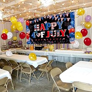 Happy 4th of July Backdrop Banner Independence Day Patriotic Theme Bunting Banner Fourth of July Party Supplies White