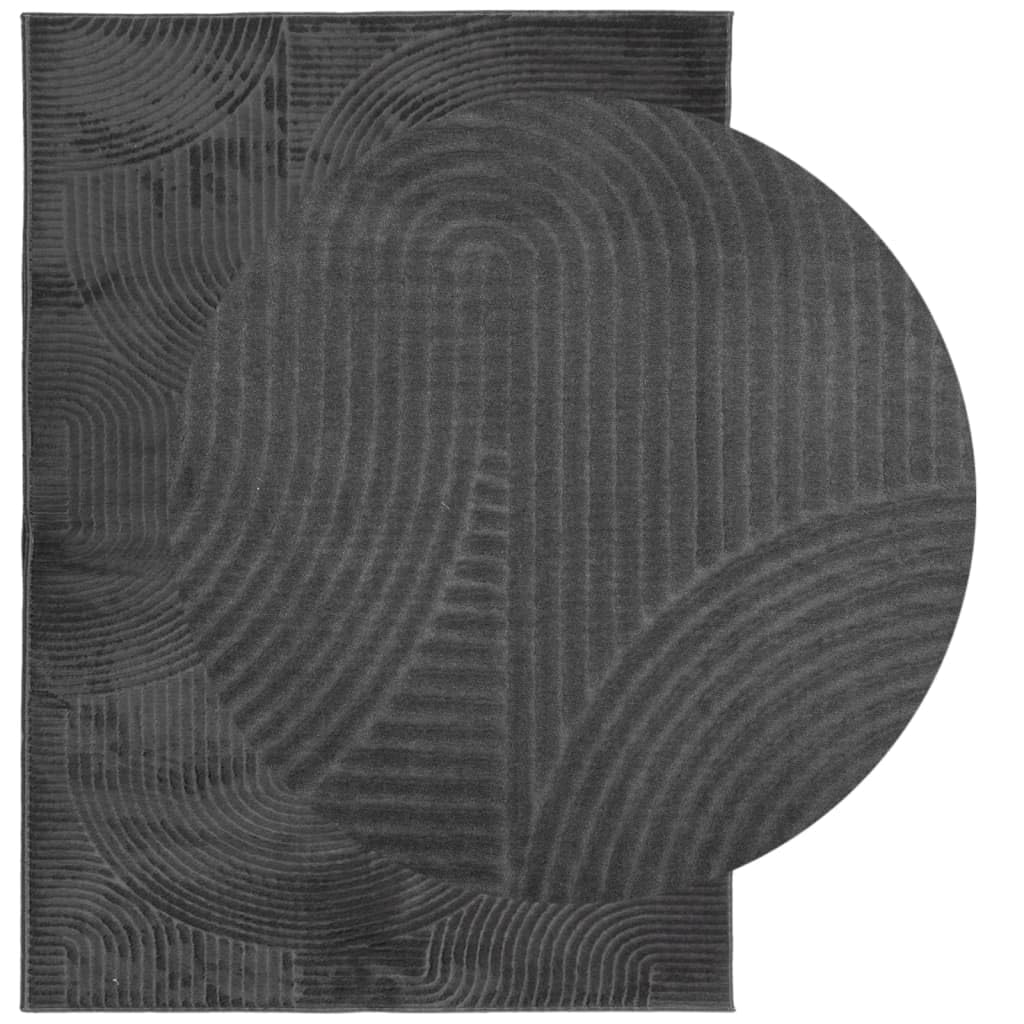 Tapis IZA Poils Courts Style scandinave Anthracite 240 x 340 cm, Polyester 100 pour Cent, Poil 8 mm, Confort pour Salon Chambre Couloir entrée