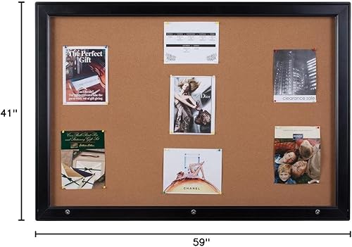 Miniatura 6 de Exhibiciones de corchos cerradas de aluminio negro (18) páginas de 8-1/2 x 11 pulgadas, puerta de estilo abatible con bloqueo y junta de goma para