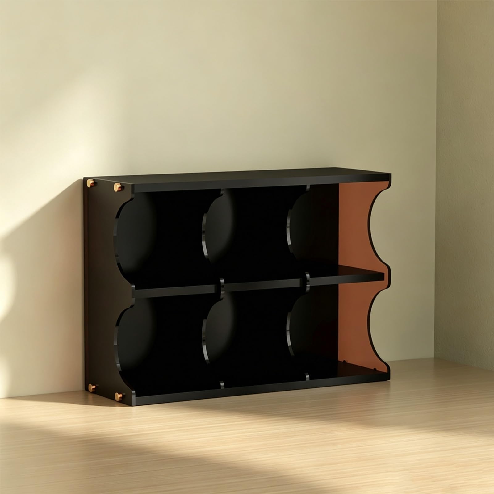 Porta Vinili/Organizer Dischi/Multiscomparto. | Scaffale MDF Porta Media Espositore Multiuso Libreria Bassa Angolo Audio.(Black)