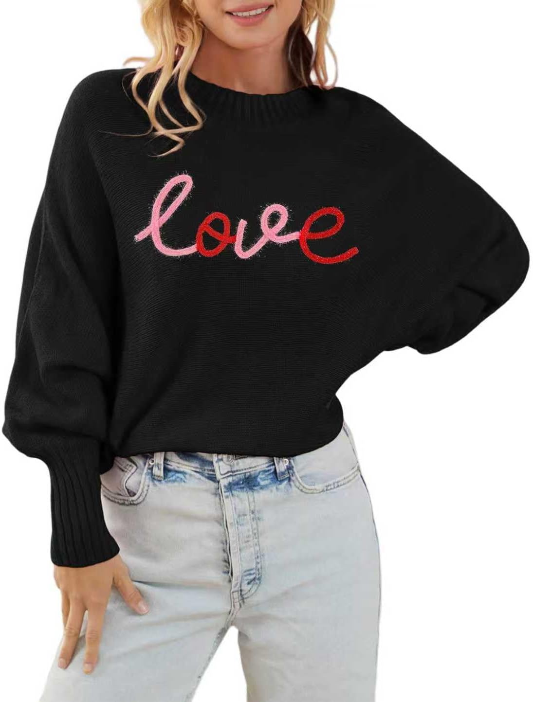 Womens Merry Christmas Sweaters Long Batwing Sleeve Sweater Loose Fit Pullover Top Sweaters