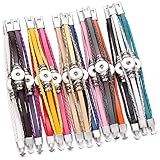 LOVGLISTEN 15pcs Retro Handmade Braided Snap Charm Button Bracelet Bangle for 18mm Snap Button Jewelry