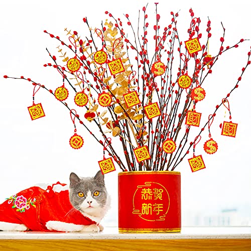 40 Pieces Chinese New Year Ornaments,2026 Fu Character Pendants Red Hanging Ornaments Red Chinese Pendant Lucky Hanging Fu for Chinese Luna New Year Spring Festival Home Tree Window Decorations - Image 7