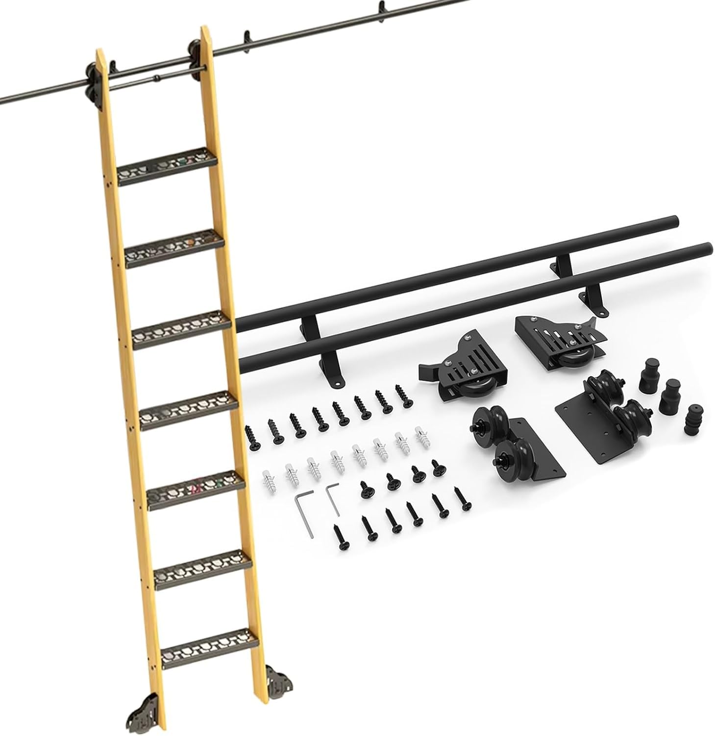 Rail pour échelle mobile de bibliothèque et grenier kit extension 4 à 20 pieds