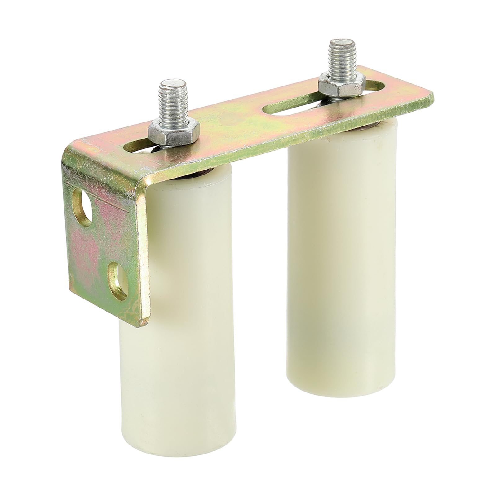 PATIKIL 120mmx50mm Slide Gate Guide Roller, 1Set Universal Adjustable Heavy Duty Sliding Gate Guide Roller Hardware Kit with L-Bracket for Sliding Rolling Gate of Balcony, Bedroom, White