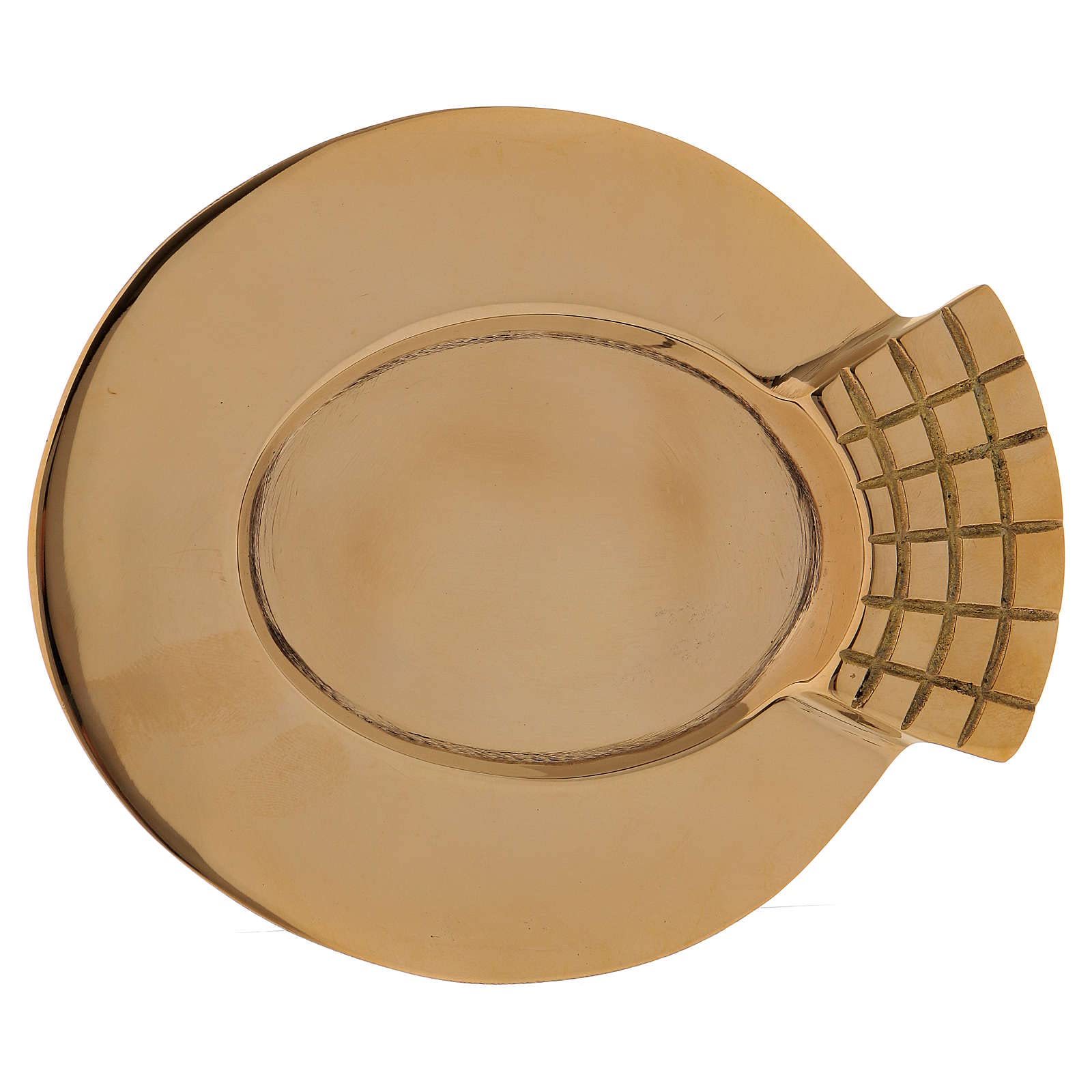 Oval Candle Holder with Decorated Edge in Gold-Plated Brass