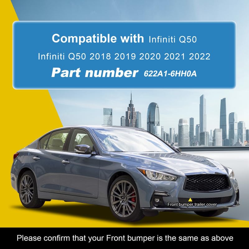 Goholy Car Front Bumper Tow Hook Cover Compatible with Infiniti Q50 2018 2019 2020 2021 2022 Trailer Cover Cap 622A16HH0A 622A1-6HH0A Small Lid Towing Eye Cap White Right Passenger Side