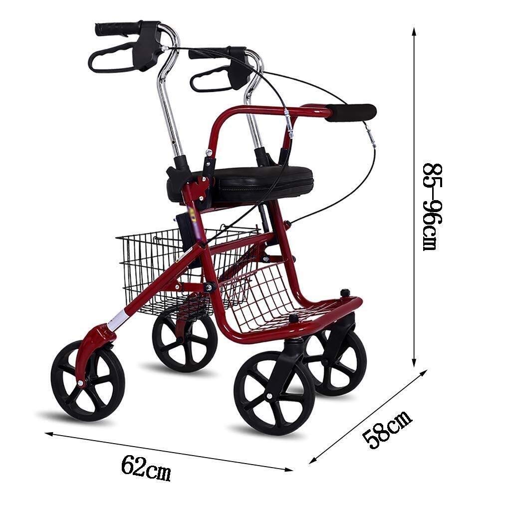 Stary wózek na zakupy Rollators 4 koła z siedziskiem składany ręczny wózek na zakupy, aby kupić skuter do żywności ADITAM Walker może siedzieć w podeszłym wieku Double the comfort