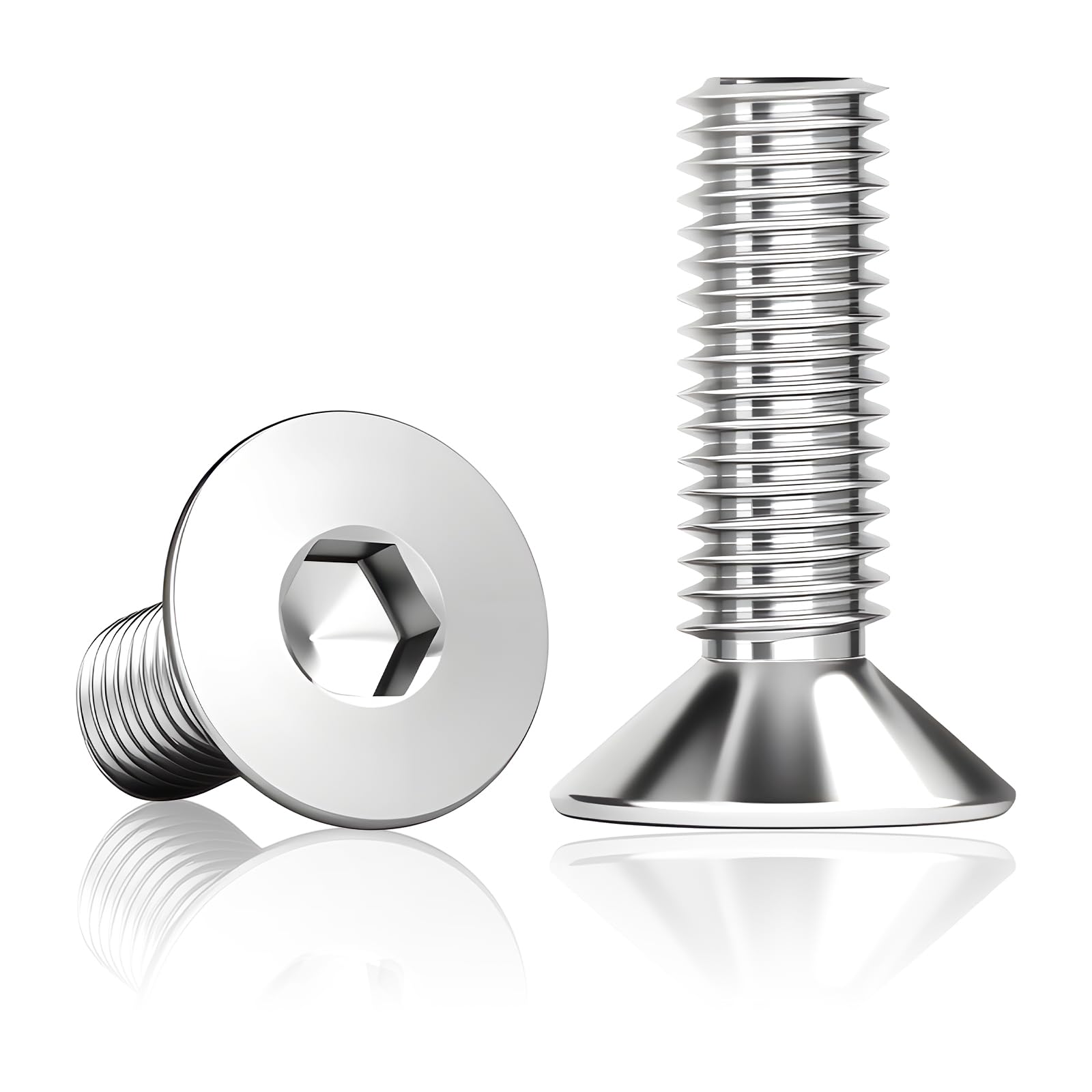 60Pcs M6x25mm Countersunk Screws, 304 Stainless Steel Hex Bolts