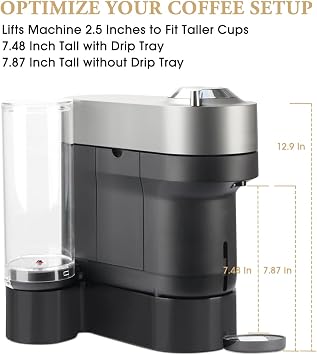 Riser Stand for Nespresso Vertuo Pop+, 3D Printed Coffee Machine Elevation Stand, Compatible with Standard and Deluxe Models, Accommodates Cups with Height Up to 7.48 or Shorter, Fits for YETI Rambler 20 oz Tumbler and Contigo Huron 16 oz Travel Mug