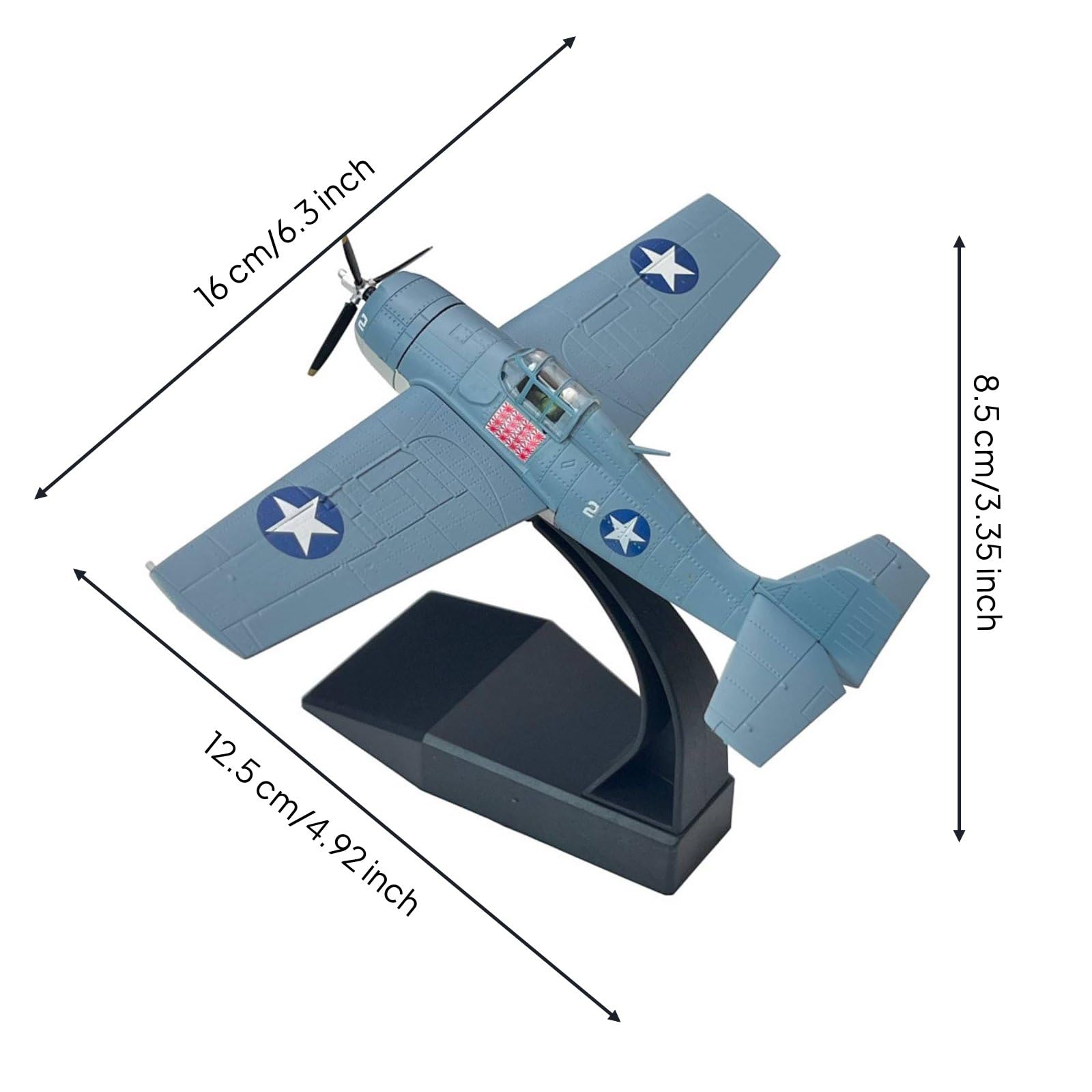 Kampfflugzeug Modell Flugzeug Jet Propeller Maschine Historischer Stil aus Legierung mit Feinen Details Und Kennzeichen Fertig Aufgebaut für Sammler Büro Bücherregal Arbeitszimmer