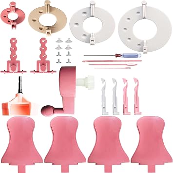 AZANU 32 Pcs Set Sentro 40/48 Knitting Machine Accessories,Various Weaving Loom Round Knitting Machines Replacement Tools Include Adapter,Handle,Tensioner and Knit Hook Kit for Adults & Kid