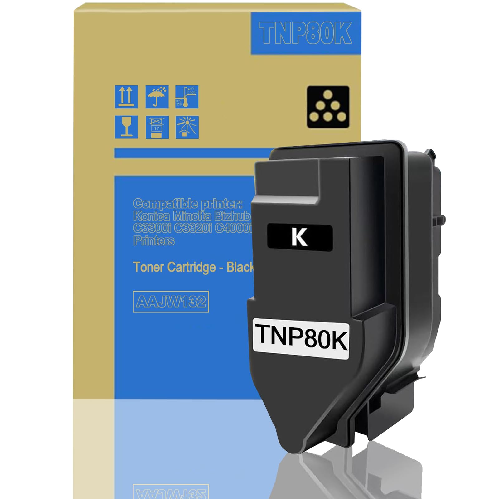 SAIBOYA High Capacity TNP80 Black Toner Cartridge AAJW132 Replacement for Konica Minolta Bizhub C3300i C3301i C3320i C3321i C4000i C4001i Printers (1-