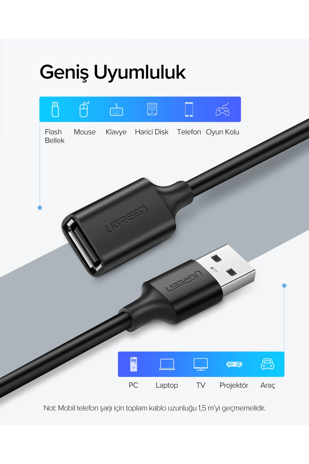 UGREEN USB Extension Cable - 5m Black -4