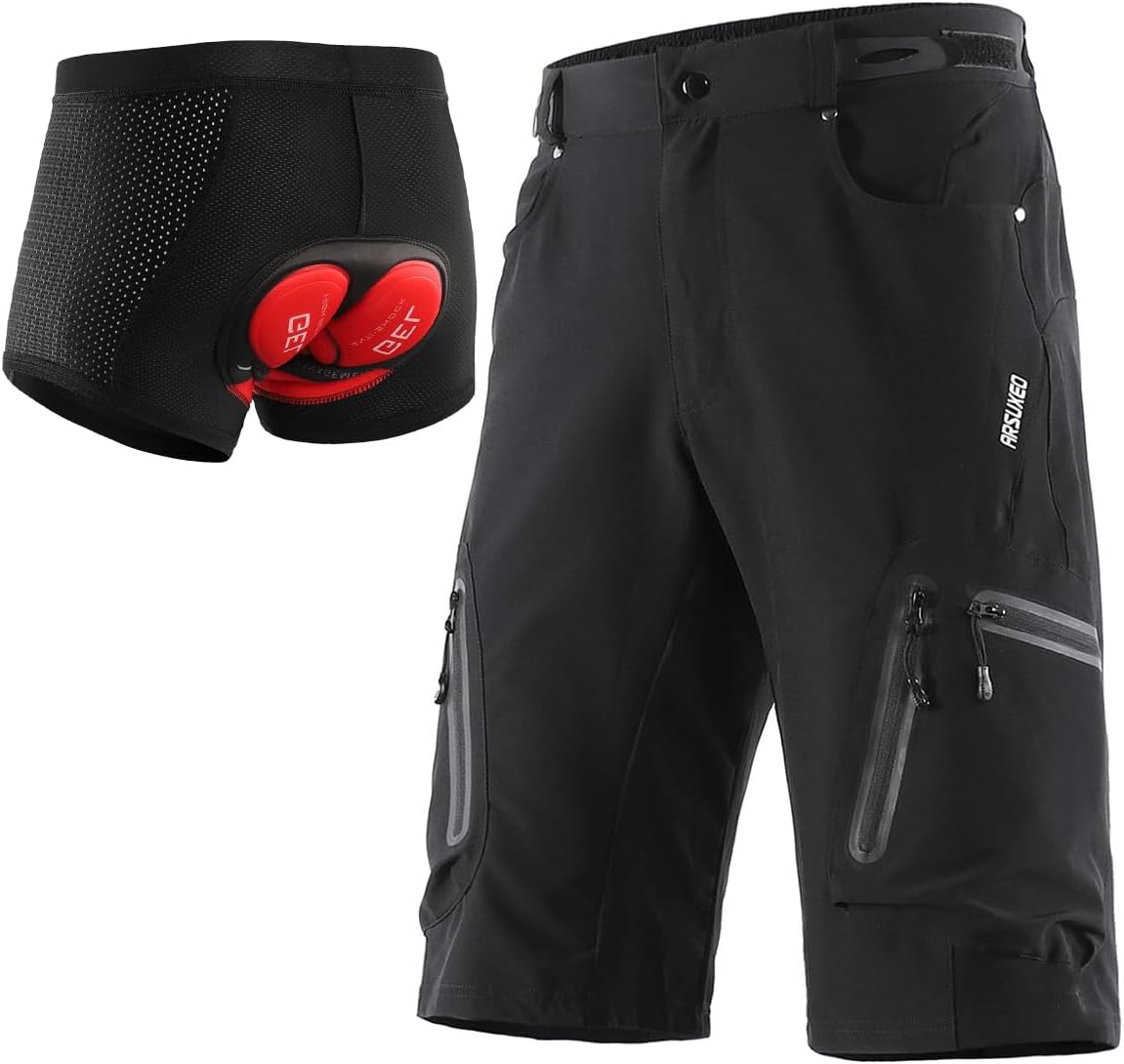 ARSUXEO Pantaloncini da Ciclismo da Uomo dalla vestibilità Ampia