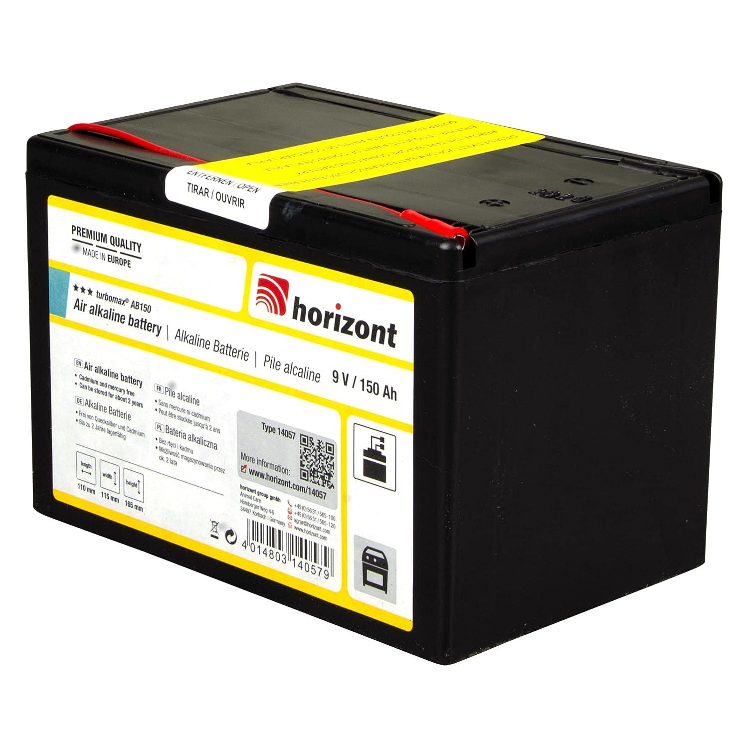 horizont turbomax AB150 Weidezaunbatterie 9 Volt, Alkaline, 150 Ah