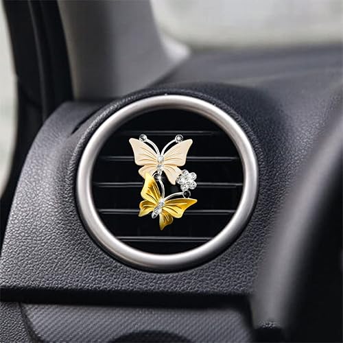 Miniatura 4 de 1 clip de ventilación para ambientadores de automóvil lindo clip de ventilación de automóvil con diamantes de imitación de mariposa difusor de