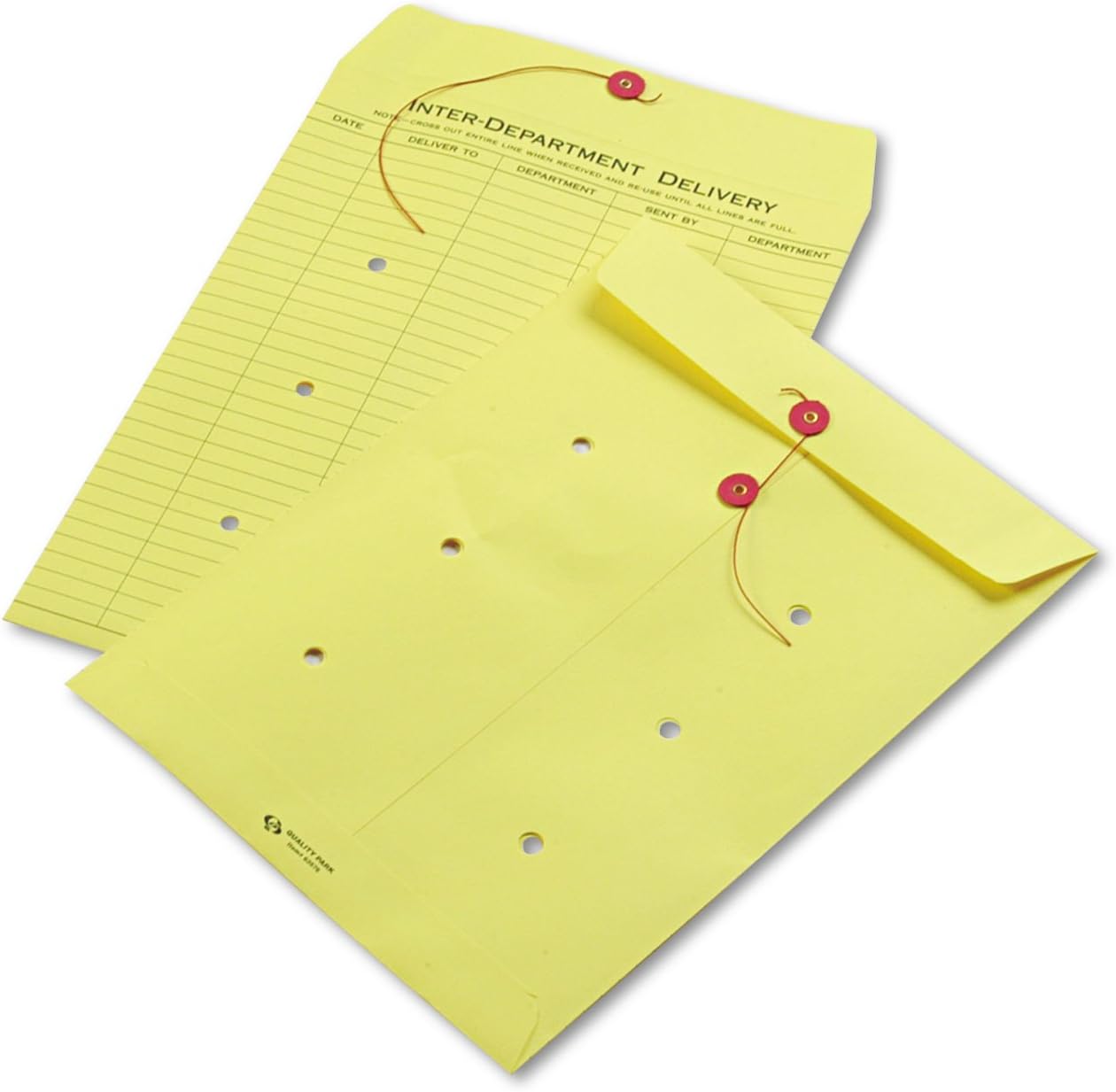 Colored Paper String & Button Interoffice Envelope, 10 x 13, Yellow, 100/Box