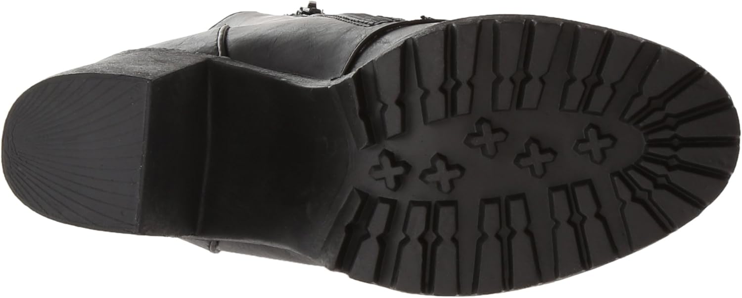 Soda Women's Malia Faux Lace Up Chunky Lug Sole Combat Boot 5.5 Black Polyurethane