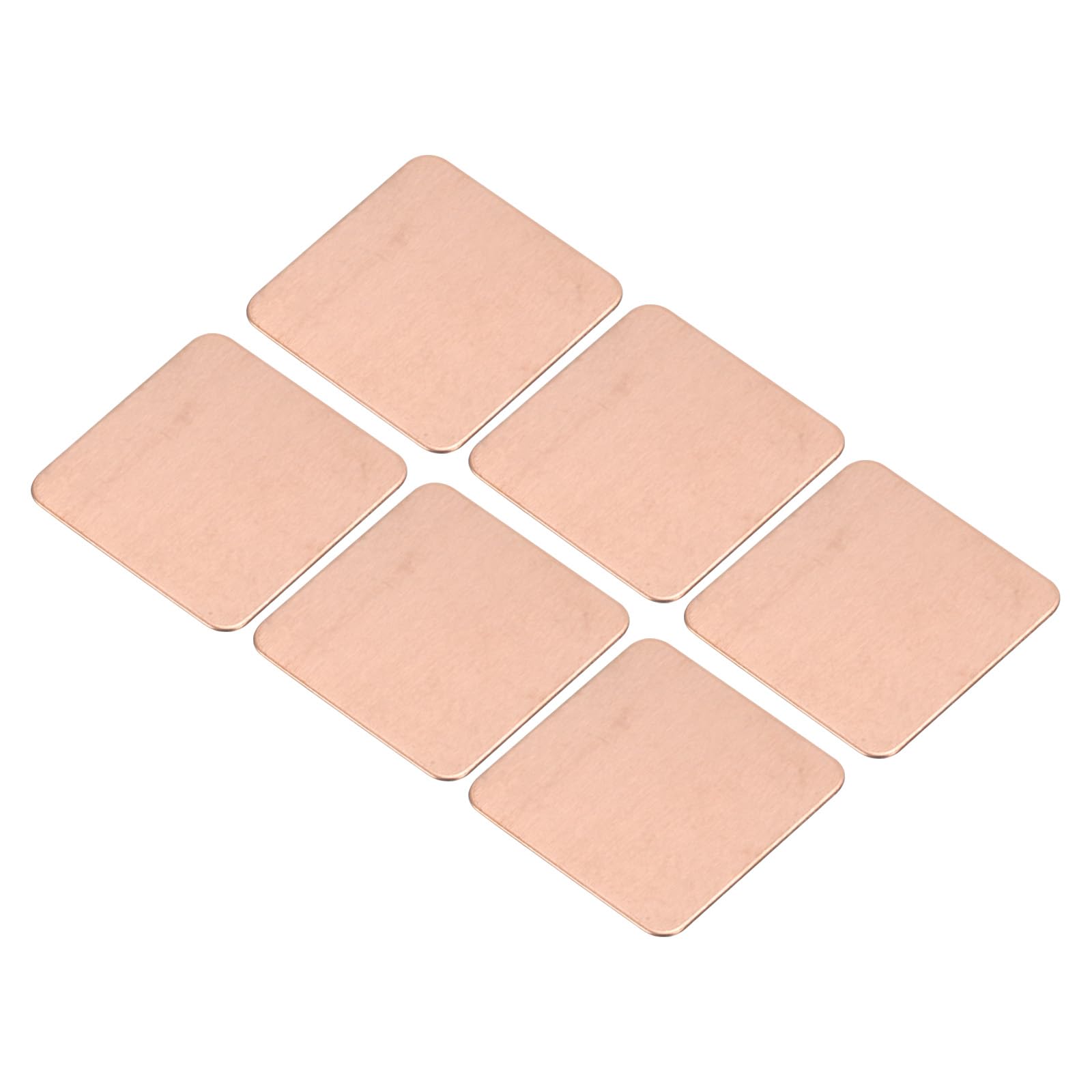 sourcing map Heatsink Copper Pad Shim 15mm x 15mm x 0.3mm Thermal Conductive Heat Sink for Electronic Chip Cooling Pack of 6