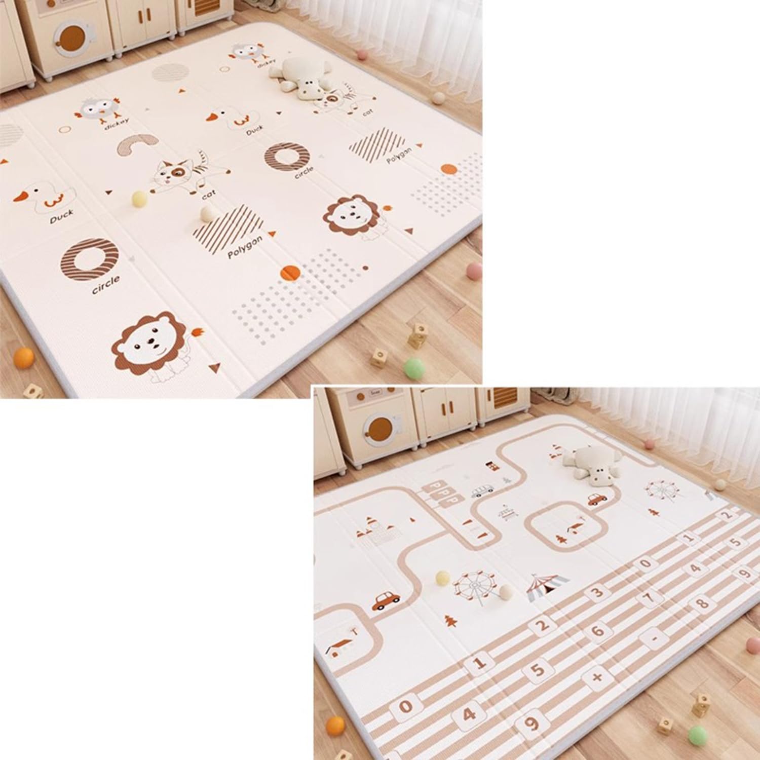 Tappeto Gioco Neonato Pieghevole,Grande Reversibile Tappetino E Educativo,Tappeto Neonato,Antiscivolo Impermeabile,Neonati Bambini Leggero Pieghevole Impermeabile(150 * 180 * 1cm,G)