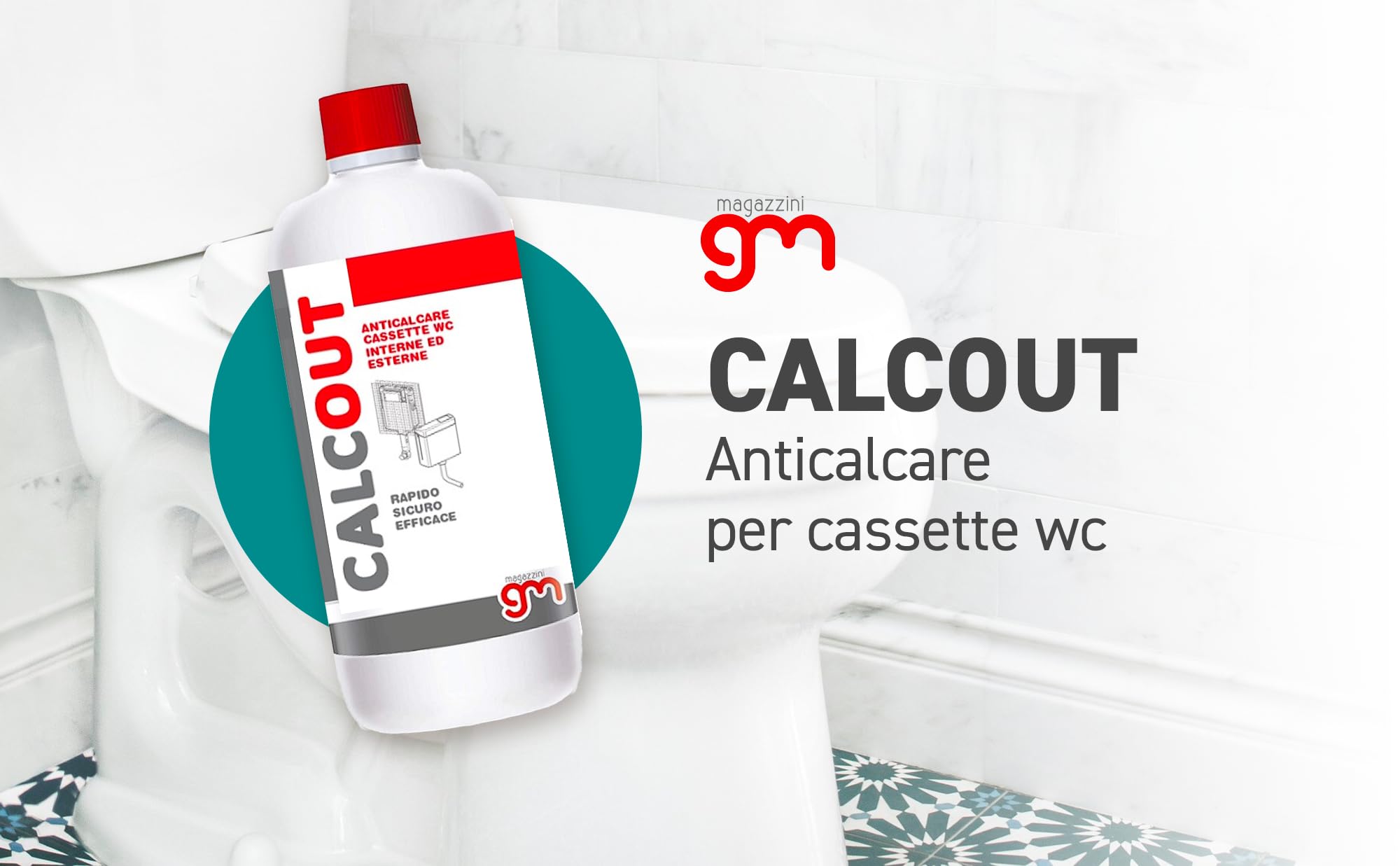 Disincrostante Anticalcare per Cassetta WC CalcOut, Effetto Rapido, Sicuro per Plastiche e Gomme, Trattamento Economico, Made in Italy, 1L (2)