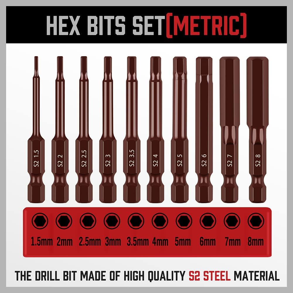 Hex Head Allen Wrench Drill Bit Set (HUGE 10 PACK WITH STORAGE CASE