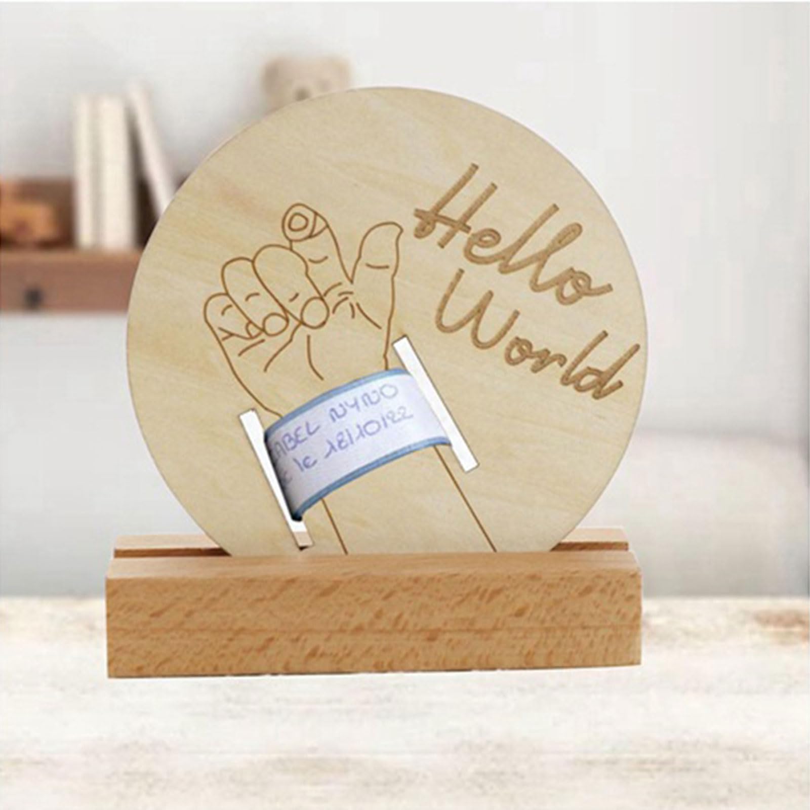 Natural Wood Baby Birth Memory Holder Engrave with Birth Detail for New Parents Newborn Birth Announcement
