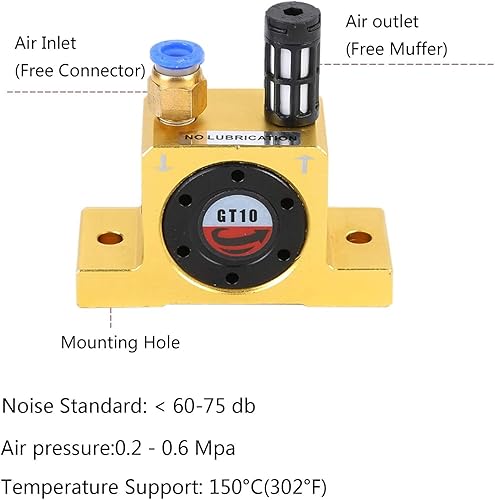 Miniatura 9 de GT Pneumatic Turbine Vibrador de aire de baja presión para la industria alimentaria y farmacéutica
