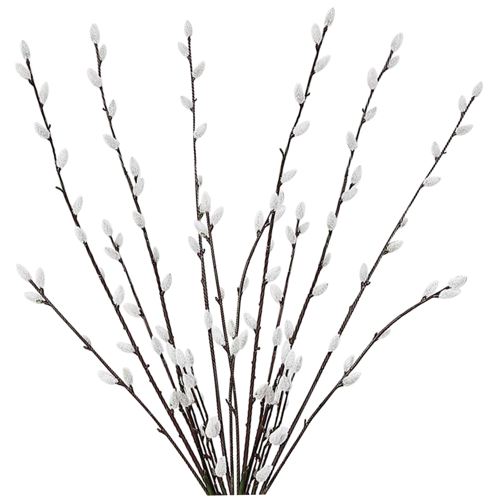 Xweptuy Artificial Pussy Willow Branches 2 Bundles/6Pcs Realistic 28inch Pussywillows DIY Decorative Pussy Willow Branches for Vases Wedding Photography Prop