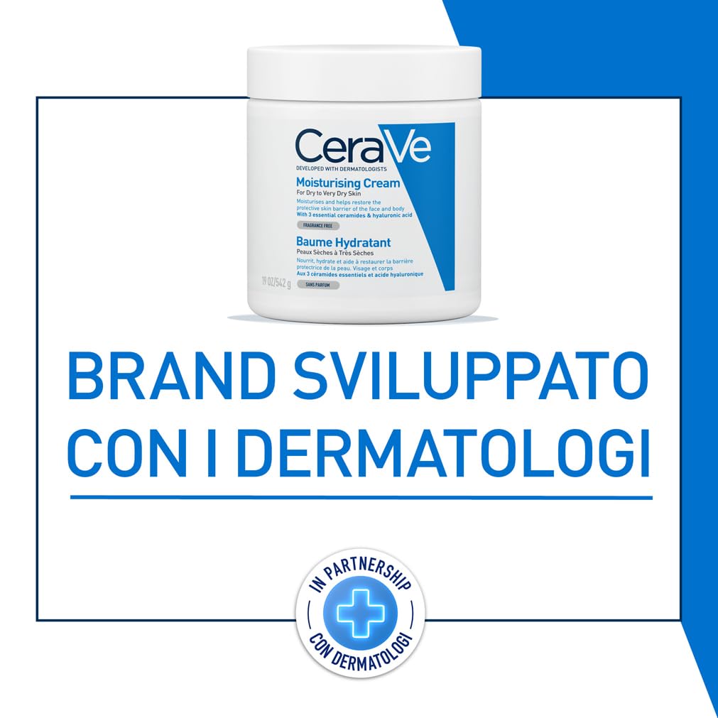 CeraVe Crema Idratante Viso e Corpo, Per Pelli da Secche a Molto Secche, Azione Protettiva e Ripristino della Barriera Cutanea, Con 3 Ceramidi e Acido Ialuronico + Routine Correlate a Questo Prodotto