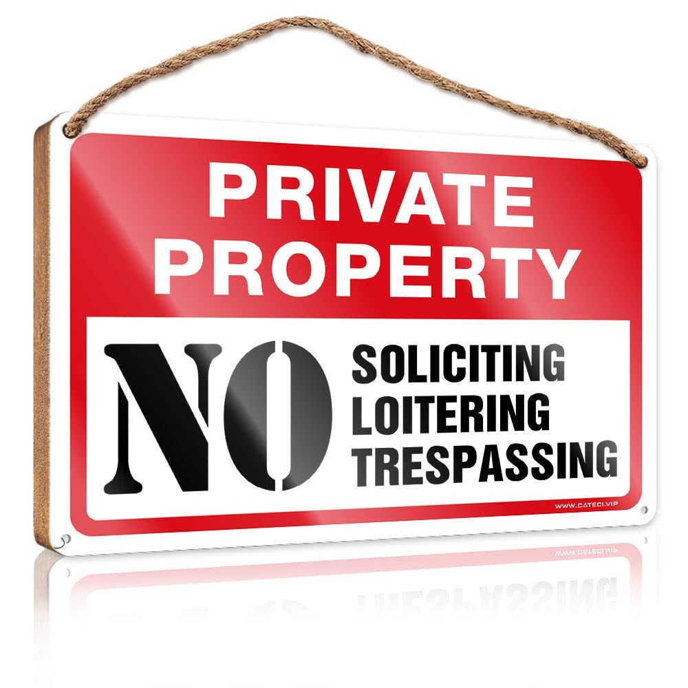 Dtha One Color Home Wood Sign Private Property No Trespassing Sign,No Loitering,No Soliciting For Home Wooden Porch Funny Signs Pool Stuff(15X28cm)