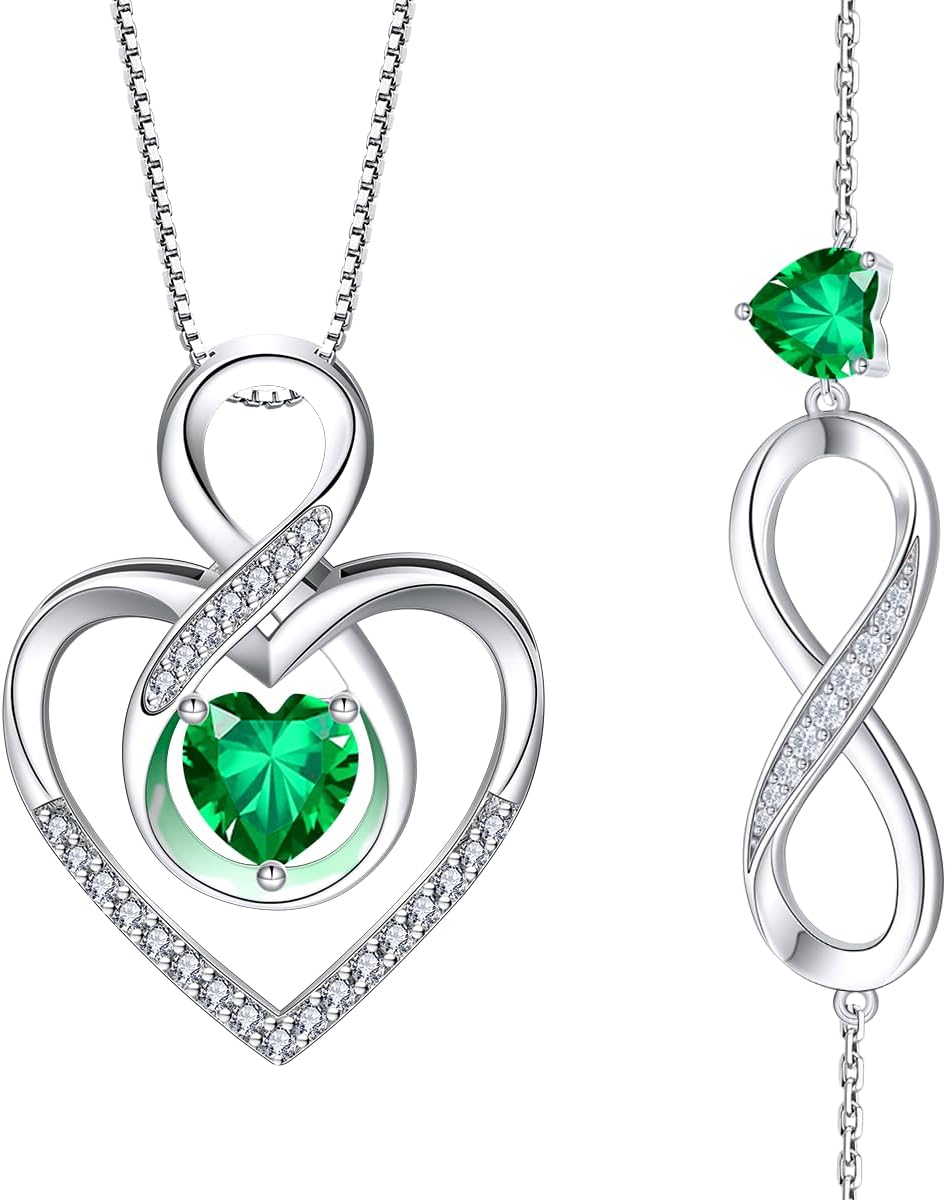 RIVIKO Infinity Heart Symbol Necklace Bracelet Set for Women 925 Sterling Silver Love Heart Pendant Valentine's Day Mother's Day Anniversary Birthday Christmas Jewelry Gifts for Women Mom Wife Girl