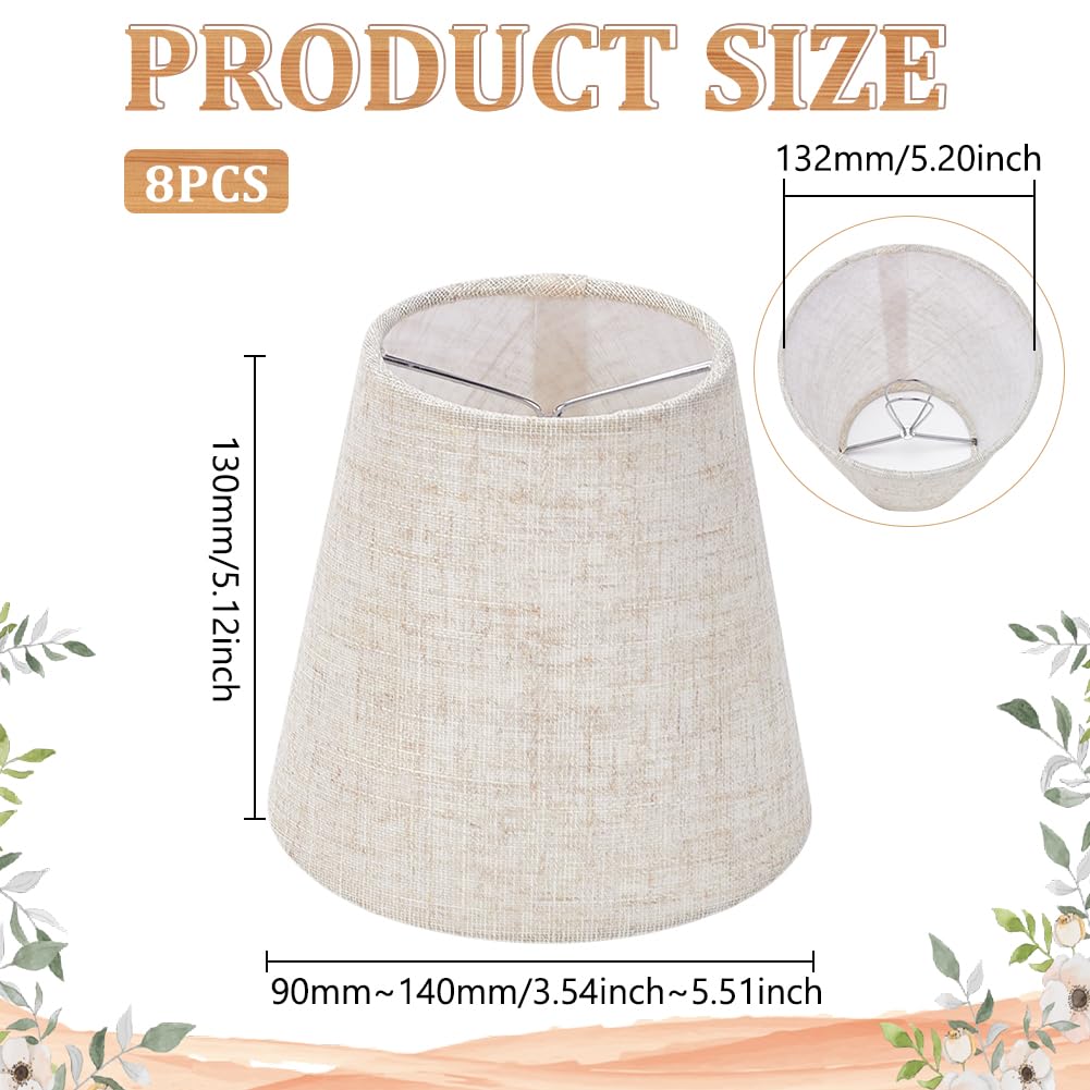 UNICRAFTALE 8 paralumi per lampadari, in lino, 9 x 14 x 13 cm, paralume in iuta, piccoli paralumi a morsetto, per lampada da tavolo, lampadario